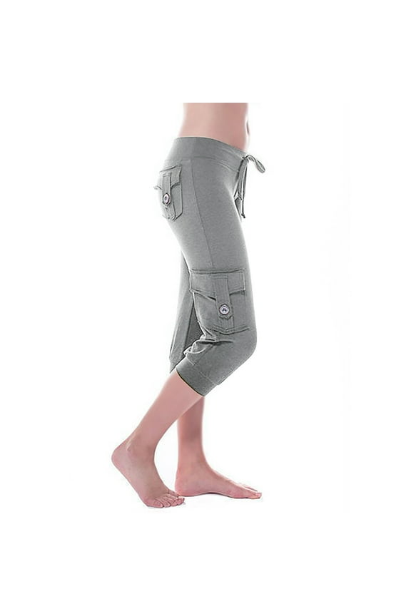 Capri Cargo Jogger Pants for Women Soft Casual Drawstrings Stretch Hiking Pant with Pocket XS-5XL