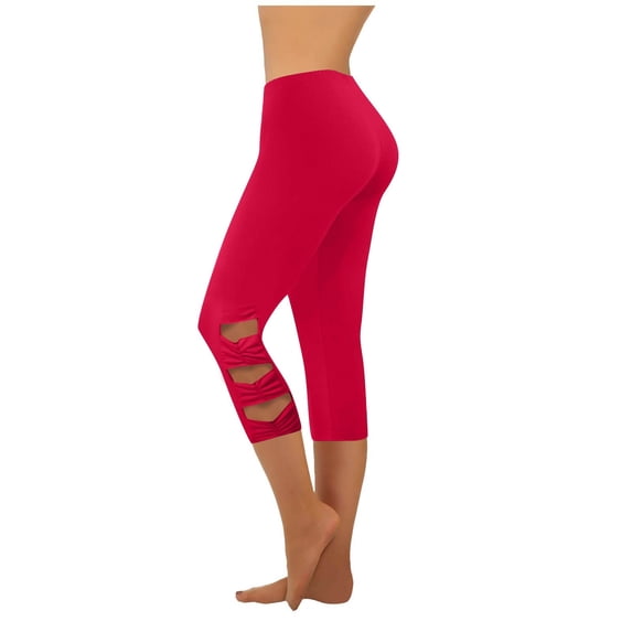 LIaqionyy Capri Leggings for Women Plus Size High Waisted Fashion Workout Yoga Pants Running Legging