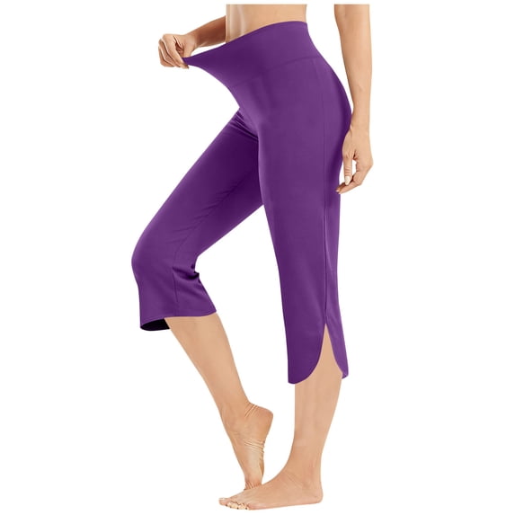 LIaqionyy Capri Pants for Womens Yoga High Waisted Workout Leggings Casual Work Running Tights Cropped Pant Legging