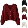thumbnail image 1 of LIaqionyy Cardigan Sweaters for Women Fashion V Neck Long Sleeve Cable Knit Sweater Button down Spring Outwear, 1 of 5