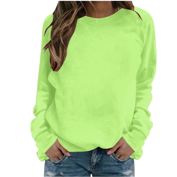 LIaqionyy Crew Neck Sweatshirt for Womens Oversized Lightweight Pullover Long Sleeve Tops Fall Winter Clothes