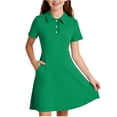 thumbnail image 1 of LIaqionyy Dress for Girls Short Sleeve Button Collared Mini Casual a Line Summer Dresses with Pockets, 1 of 6