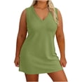 thumbnail image 1 of LIaqionyy Dress for Women Plus Size Summer Nightgown Sleeveless V Neck Loose Tank Dresses Soft Sleepwear Clothes XL-5XL, 1 of 6