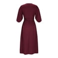 thumbnail image 1 of LIaqionyy Dresses for Women Crew Neck Solid Color High Waist Flowy Formal Party Cocktail Wedding Dress, 1 of 3