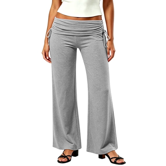 LIaqionyy Flared Yoga Pants for Womens Low Rise Leggings Lounge Sweatpants Wide Leg Stretchy Joggers Workout Bottom