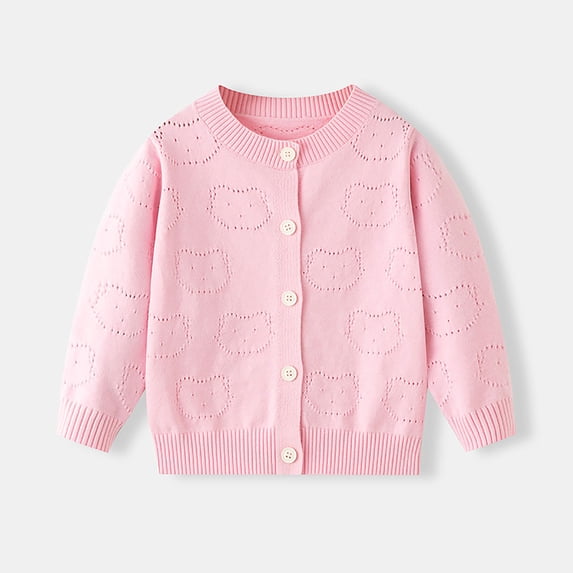 LIaqionyy Girl's Knit Cardigan Long Sleeve Winter Button up School Uniforms Sweater Coat for Kids