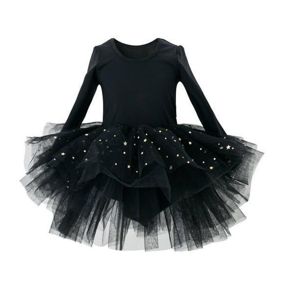 LIaqionyy Girls Ballet Leotards Tiered Long Sleeve Dance Dresses Cute Shiny Sequin Princess Dresses