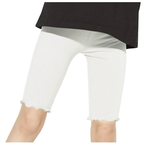 LIaqionyy Girls Basic Stretch Cotton Leggings High Waist Ruffle Lightweight Above Knee Short Leggings