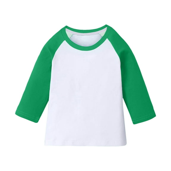 LIaqionyy Girls Boys 3/4 Sleeve Shirt Tee Kids Crew Neck T Shirts Color Block Tops Casual Soft Tees
