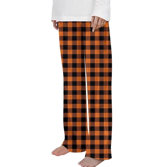LIaqionyy Girls Boys Christmas Pants Soft Casual Loose Plaid Bottom Kids Elastic Waist Comfy Lounge Pant Trousers