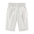 thumbnail image 1 of LIaqionyy Girls Boys Cotton Linen Shorts Casual Elastic Waist Drawstring Summer Kids Comfy Hiking Short Pants with Pockets, 1 of 7