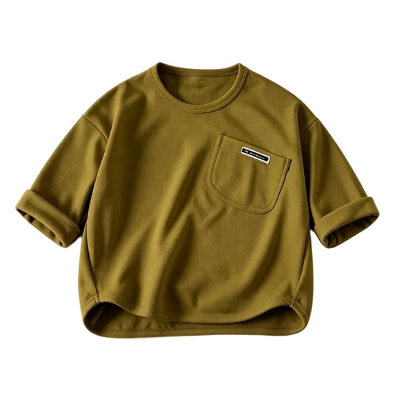 LIaqionyy Girls Boys Long Sleeve Shirts Stretchy Crew Neck Casual Tops Undershirt Base Layer Tees Shirt for Kids