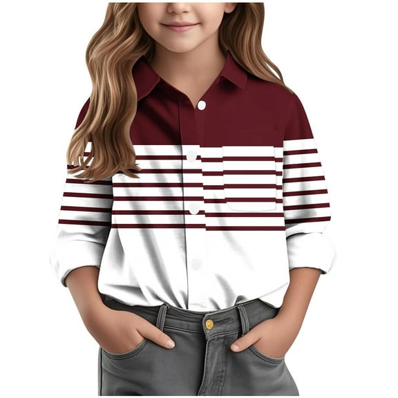 LIaqionyy Girls Boys Long Sleeve Tops Button down Toddler Dressy T Shirt with Chest Pocket Casual Uniform Shirt