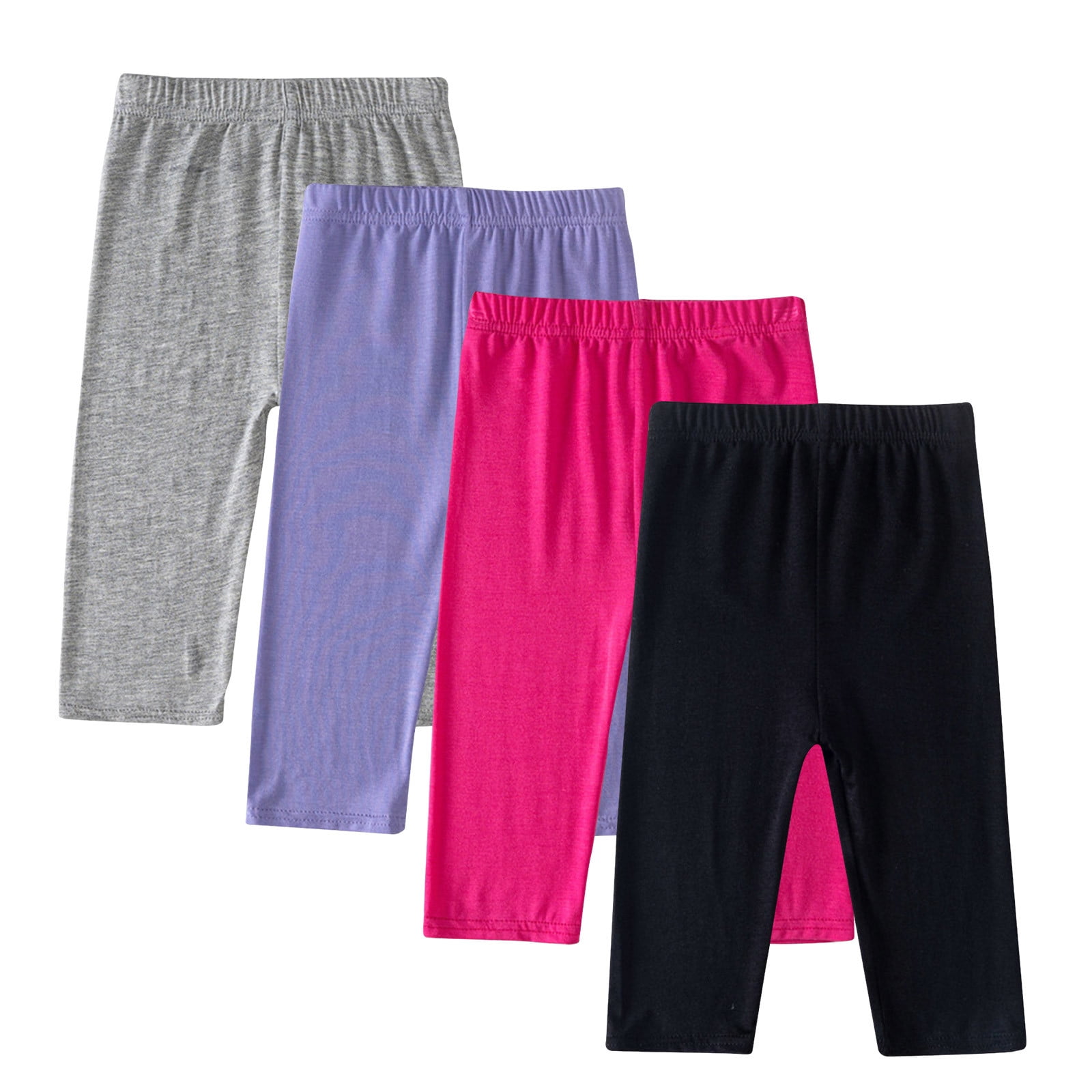 Leggings Capri Filles Lot De 3 – Coton Stretch, 3/4 Taille Élastique, Pantacourt Sport, 5-12 Ans, Été Et Scolaire
