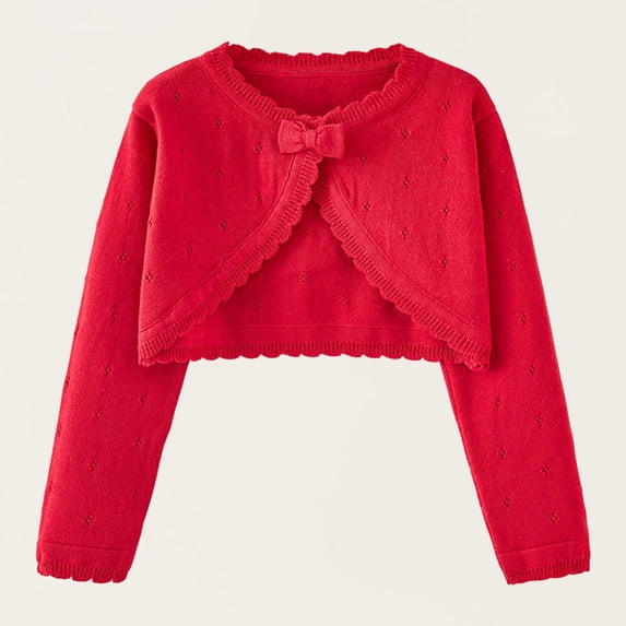 LIaqionyy Girls Cardigan Sweater Kids Knit Long Sleeve Button Closure Cover up Cropped Jacket Tops