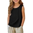 thumbnail image 1 of LIaqionyy Girls Cotton Linen Sleeveless Tank Tops Basic Summer Casual Crew Neck Blouse Solid Color Breathable Loose Vest Shirts, 1 of 7
