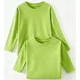 thumbnail image 1 of LIaqionyy 2 Pack Kids Long Sleeve T-Shirts Crewneck Cotton Shirts Solid Color Basic Tee Tops for Boys Girls, 1 of 7