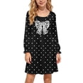 thumbnail image 1 of LIaqionyy Girls Dress Casual Loose Long Sleeve Loungewear Kids Soft Christmas Dresses Home Wear Clothes, 1 of 8