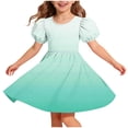 thumbnail image 1 of LIaqionyy Girls Dress Short Sleeve Skater A Line Sundress Kids Casual Stretchy Flowy Dresses Dancewear, 1 of 7