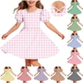 thumbnail image 1 of LIaqionyy Girls Dress Short Sleeve Skater A Line Sundress Kids Casual Stretchy Flowy Dresses Dancewear, 1 of 7