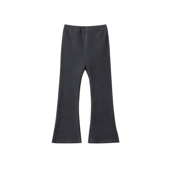LIaqionyy Girls Flare Leggings Ribbed High Elastic Waisted Pants Kids Soild Color Bell Bottom Yoga Pant