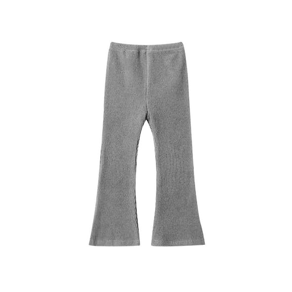 LIaqionyy Girls Flare Leggings Ribbed High Elastic Waisted Pants Kids Soild Color Bell Bottom Yoga Pant