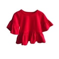 thumbnail image 1 of LIaqionyy Girls Flare Short Sleeve Tops Kids Crewneck Peplum Babydoll Tees Blouse Casual Clothes 2-8 Years, 1 of 4