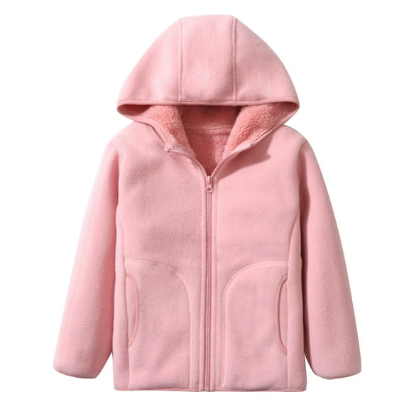 LIaqionyy Girls Fleece Hoodies Jacket Kids Warm Shacket Winter Coat with Pockets Soft Full Zip School Outerwear