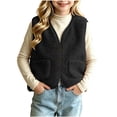 thumbnail image 1 of LIaqionyy Girls Fleece Vest V Neck Sleeveless Outerwear Kids Casual Lightweight Button down Sherpa Waistcoat with Pocket, 1 of 8