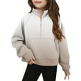 thumbnail image 1 of LIaqionyy Girls Half Zip Sweatshirts Long Sleeve Pullover Crop Tops Kids Mock Neck Tops with Pockets Casual School, 1 of 5