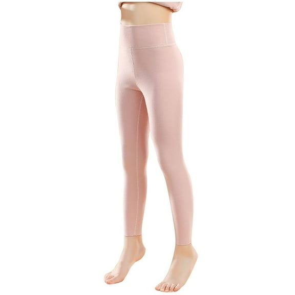 LIaqionyy Girls High Waisted Leggings Solid Color Fleece Stretchy Gym Workout Basic Tights