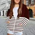 thumbnail image 1 of LIaqionyy Girls Hooded Sweatshirts Kids Striped Long Sleeves Full Zip Blouse Tops Jackets with Pockets, 1 of 6