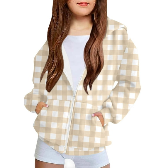LIaqionyy Girls Hoodie Zip up Sweatshirts Jacket Fall Coat Long Sleeve Casual Sweatshirt Jackets with Pockets