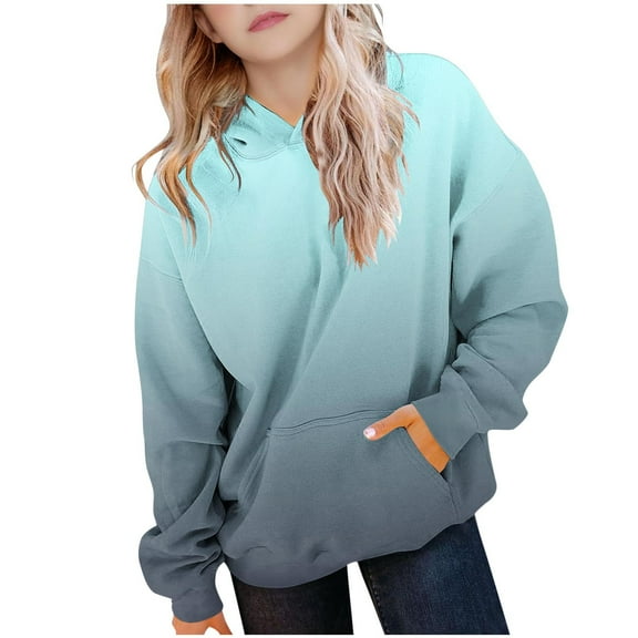LIaqionyy Girls Hoodies Sweatshirt Kids Oversized Fleece Long Sleeve Sweatshirts Casual Pullover Tops with Pocket