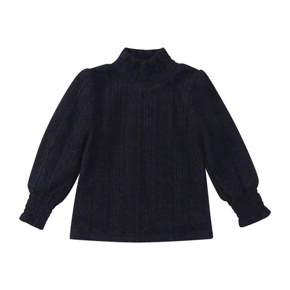 LIaqionyy Girls Knitted Ribbed Sweater Cute Lace Long Sleeve Turtleneck Bottoming Shirts Solid Color Pullover Tops 2-10 Years