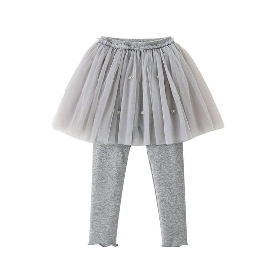 LIaqionyy Girls Leggings with Skirt Footless Stretch Tights Tulle Skirt Kids Cute Party Birthday Dance Pantskirt