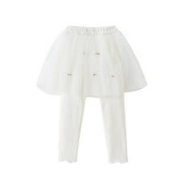 LIaqionyy Girls Leggings with Skirt Footless Stretch Tights Tulle Skirt Kids Cute Party Birthday Dance Pantskirt