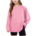 thumbnail image 1 of LIaqionyy Girls Long Sleeve Oversized T Shirts Basic Crewneck Workout Tee Tops Fall Casual Loose Clothes for Kids, 1 of 8