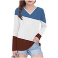 thumbnail image 1 of LIaqionyy Girls Long Sleeve Shirt Casual T Shirts Kids Loose Soft Color Block Tops Tees Blouses 3-14T, 1 of 7