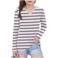 thumbnail image 1 of LIaqionyy Girls Long Sleeve Shirt Casual T Shirts Kids Loose Soft Striped Color Block Tops Tees Blouses, 1 of 7