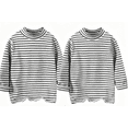 thumbnail image 1 of LIaqionyy 2 Pack Boys Girls Turtleneck Long Sleeve Soft Cotton Warm Tee Tops Stripe Undershirt Casual Thermal Pullover for Kids, 1 of 7
