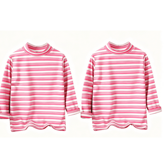 LIaqionyy 2 Pack Boys Girls Turtleneck Long Sleeve Soft Cotton Warm Tee Tops Stripe Undershirt Casual Thermal Pullover for Kids