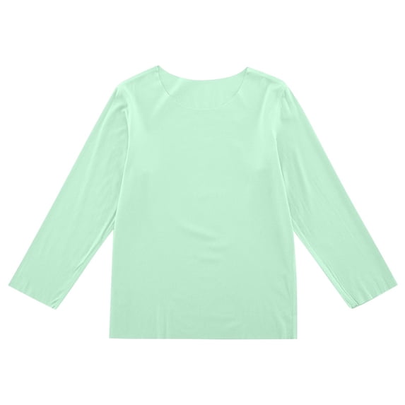 LIaqionyy Girls Long Sleeves Shirt Kids Soft Crew Neck Blouse Basic Layering Underwear Loose Casual Top