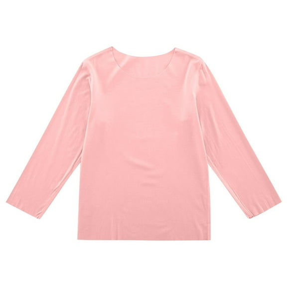 LIaqionyy Girls Long Sleeves Shirt Kids Soft Crew Neck Blouse Basic Layering Underwear Loose Casual Top