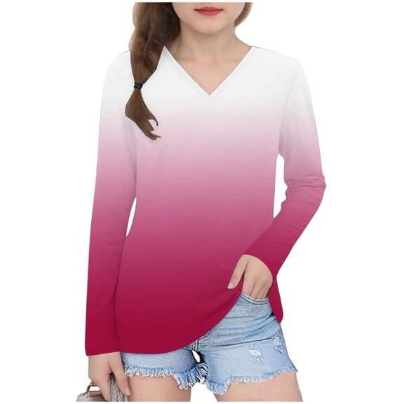 LIaqionyy Girls Long Sleeves Shirt Stretch Comfy Casual Soft Tops Fall Winter Blouses Basic Loungewear