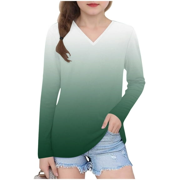 LIaqionyy Girls Long Sleeves Shirt Stretch Comfy Casual Soft Tops Fall Winter Blouses Basic Loungewear
