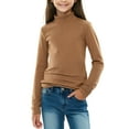 thumbnail image 1 of LIaqionyy Girls Mock Neck Turtleneck Long Sleeve Shirt Solid Color Soft Kids Base Layer Undershirt Tops, 1 of 4