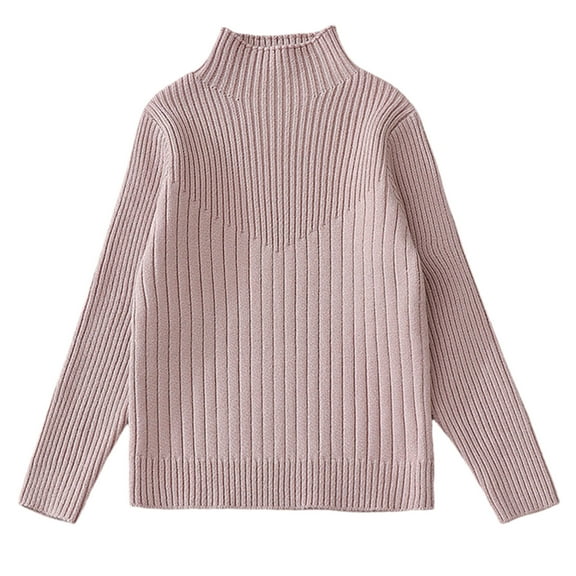 LIaqionyy Girls Mock Turtleneck Sweater Kids Casual Warm Long Sleeve Soft Sweaters Knitted Pullover Tops