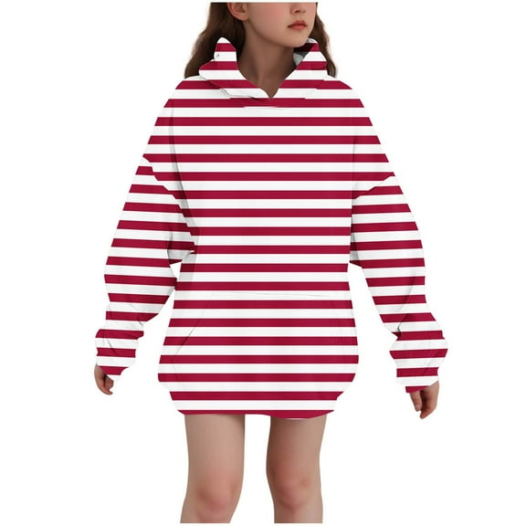 LIaqionyy Girls Oversized Hoodies Sweatshirt Kids Long Sleeve Striped Pullover Tops Drop Shoulder Sweatshirts