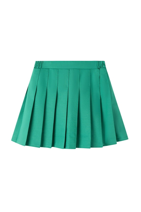Girls Pleated Skirt Kids Basic Solid Color High Waist A-Line Mini Skirt School Uniform Skirts